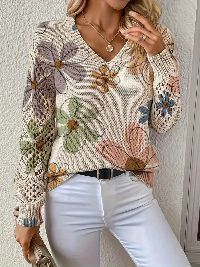 Marleta - Elegant Floral Sweater