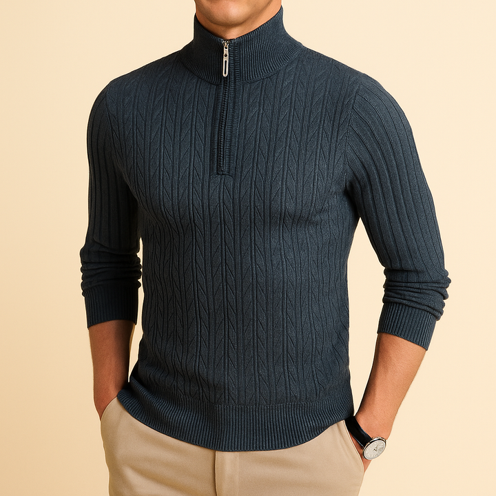 Verna - Ribbed Wool Zip-Pullover