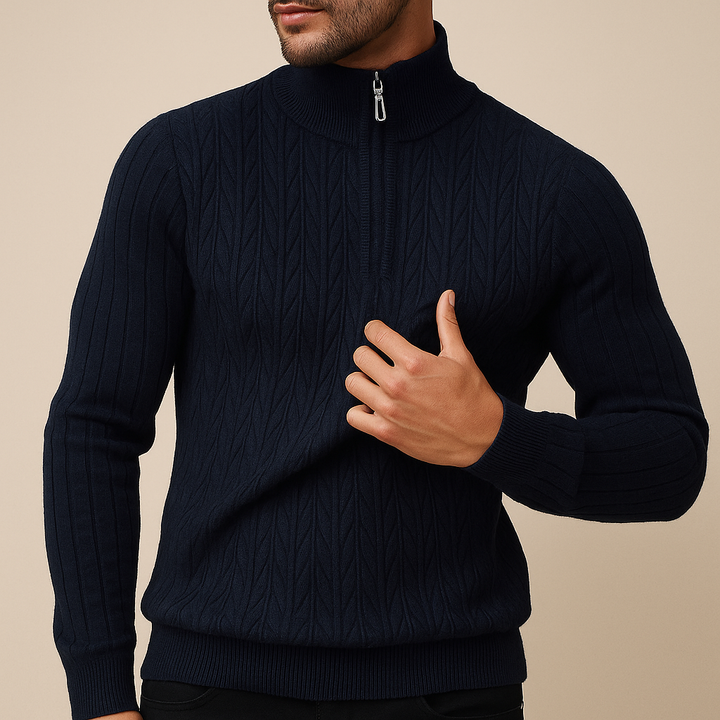 Verna - Ribbed Wool Zip-Pullover
