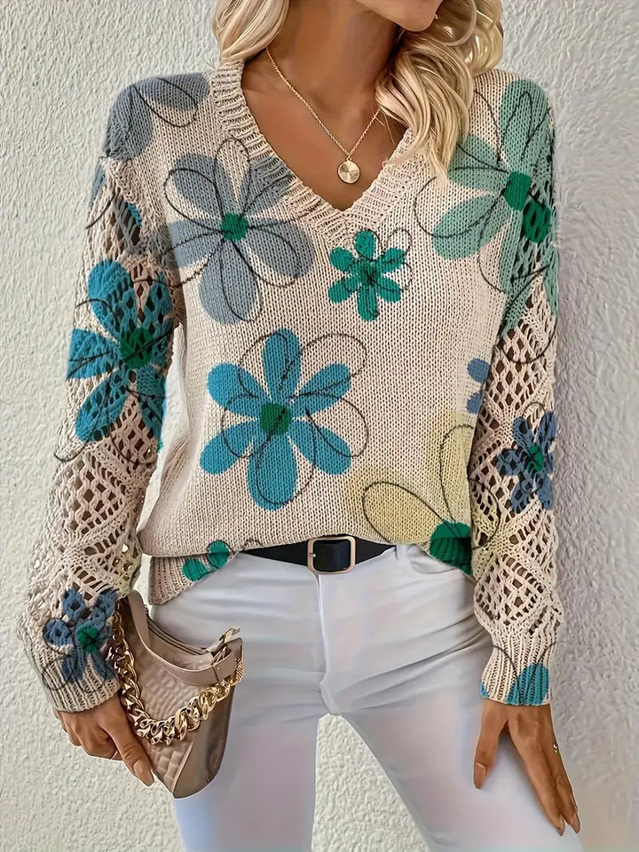 Marleta - Elegant Floral Sweater
