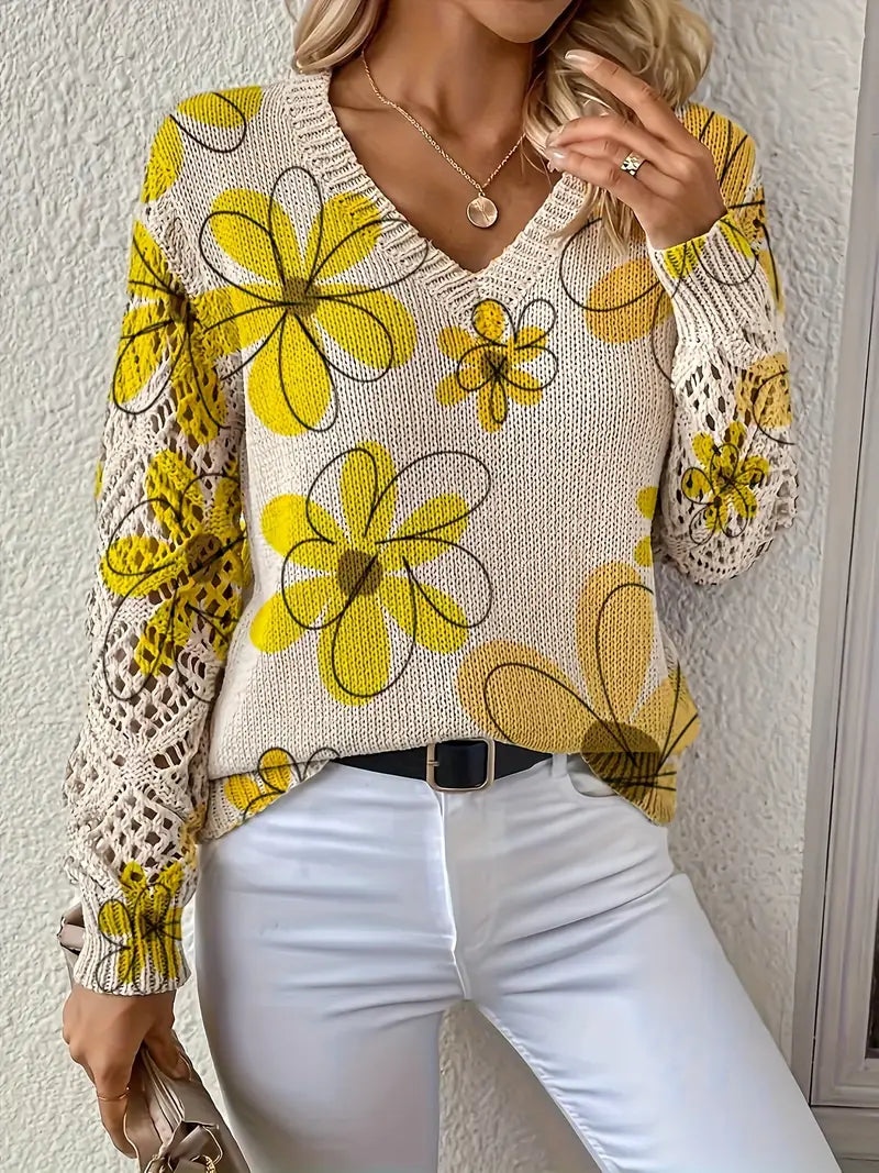 Marleta - Elegant Floral Sweater