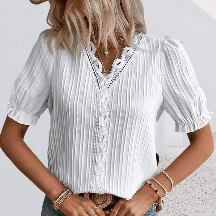Sophia - Lace Trim Shirt