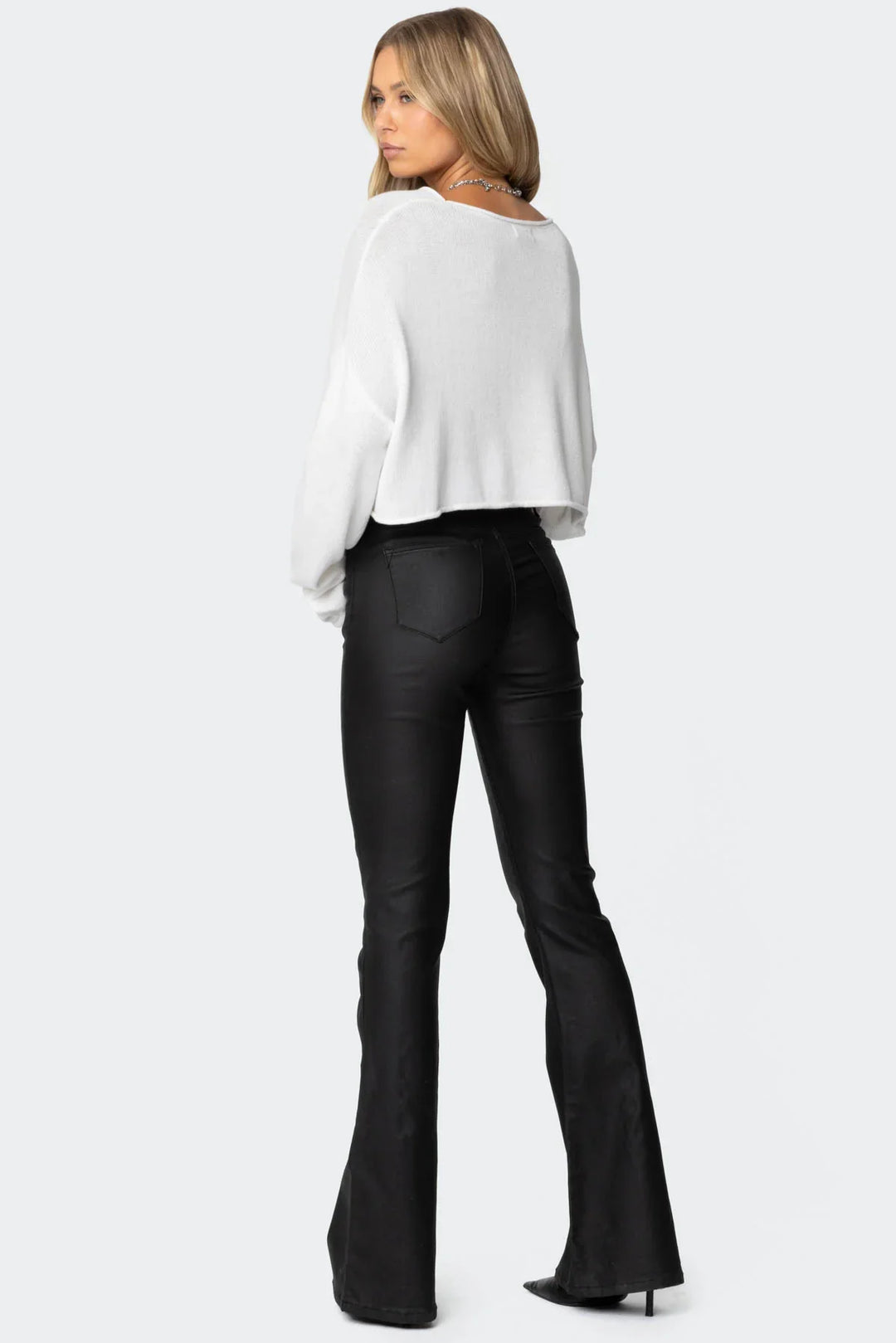 Millie - Leather Flare Jeans