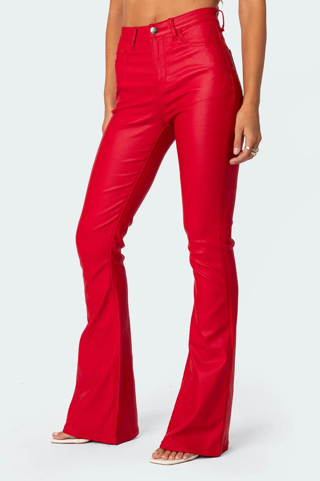 Millie - Leather Flare Jeans
