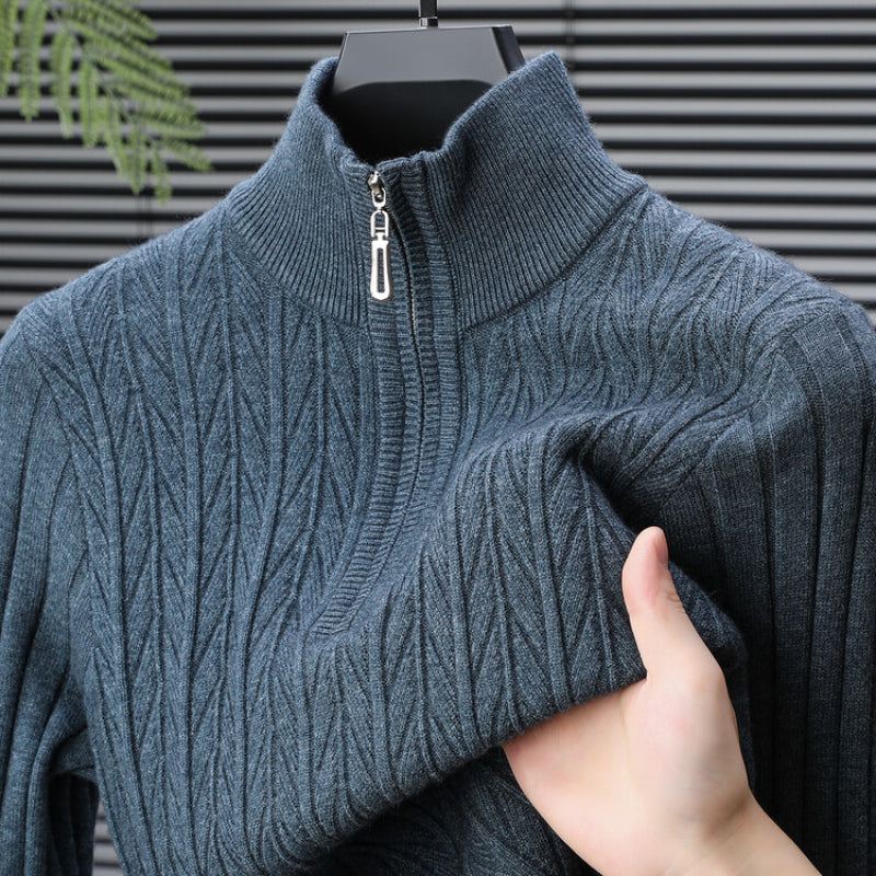 Verna - Ribbed Wool Zip-Pullover