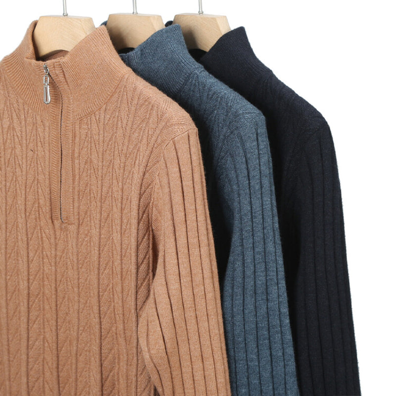 Verna - Ribbed Wool Zip-Pullover