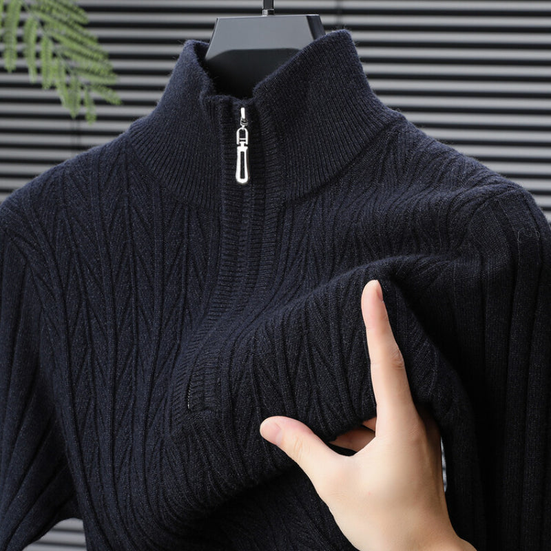 Verna - Ribbed Wool Zip-Pullover