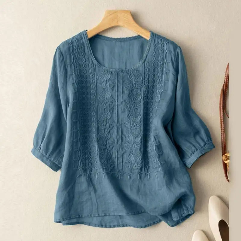Ivory - Embroidered Cotton-Blend Blouse