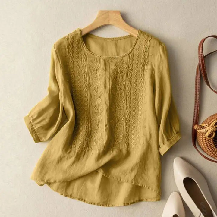 Ivory - Embroidered Cotton-Blend Blouse