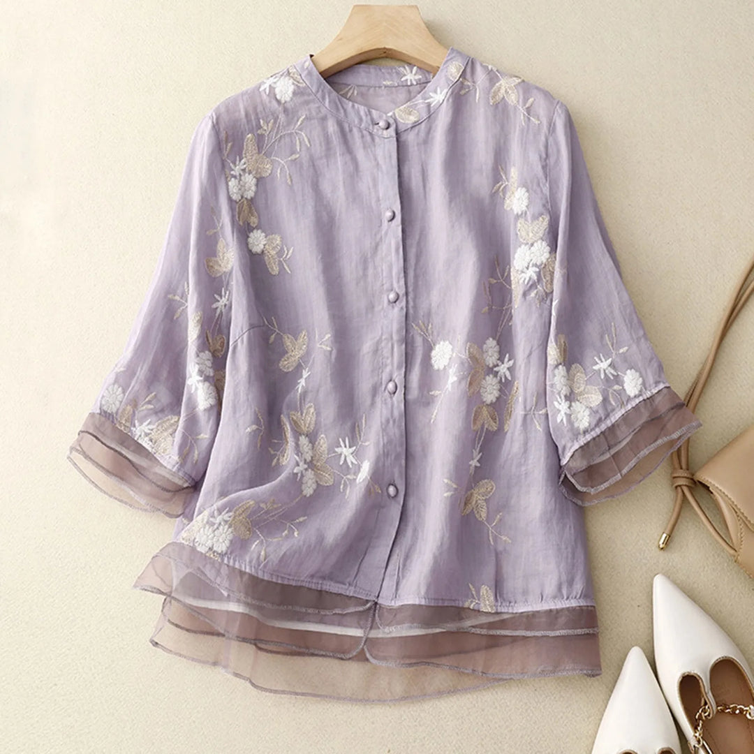 Rosa - Floral Linen Blouse