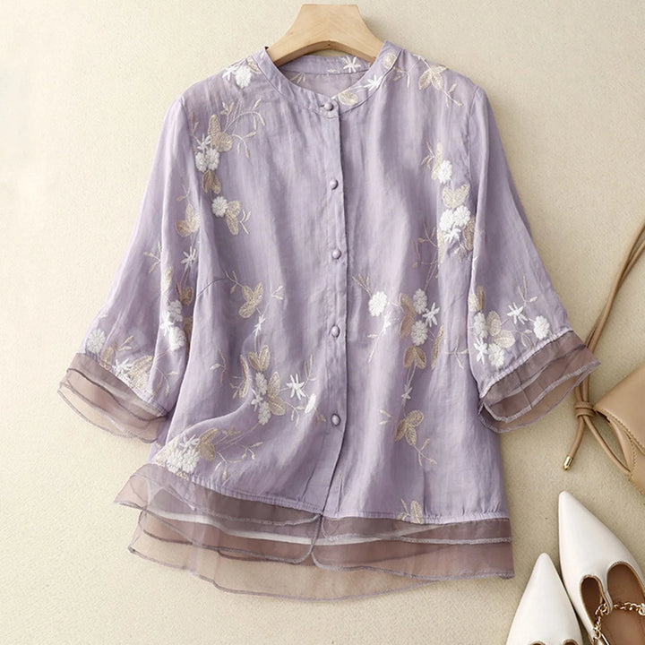 Rosa - Floral Linen Blouse
