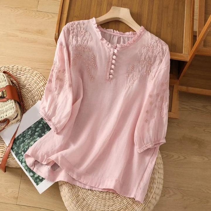 Margaret - Flattering Embroidered Blouse