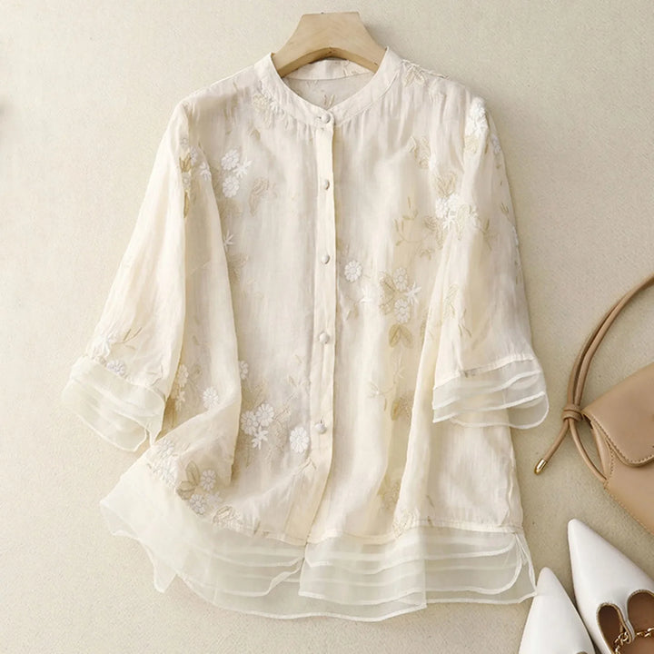 Rosa - Floral Linen Blouse