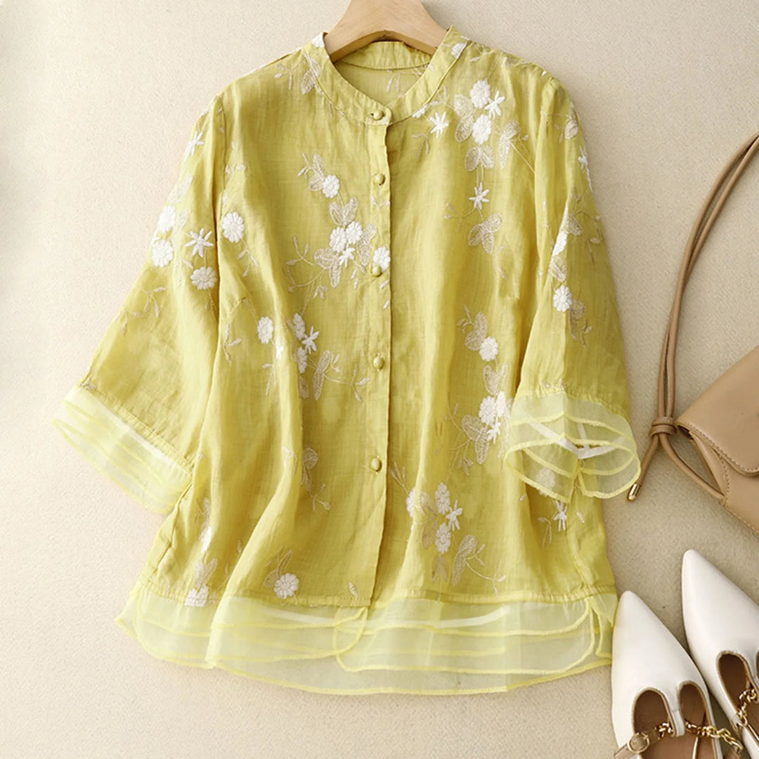 Rosa - Floral Linen Blouse
