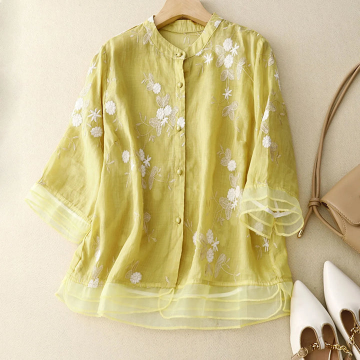 Rosa - Floral Linen Blouse