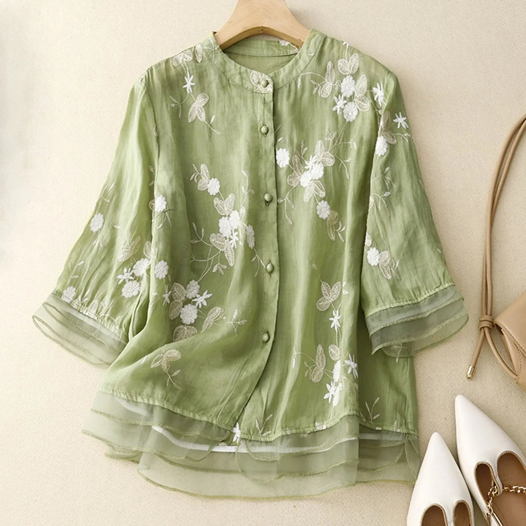 Rosa - Floral Linen Blouse