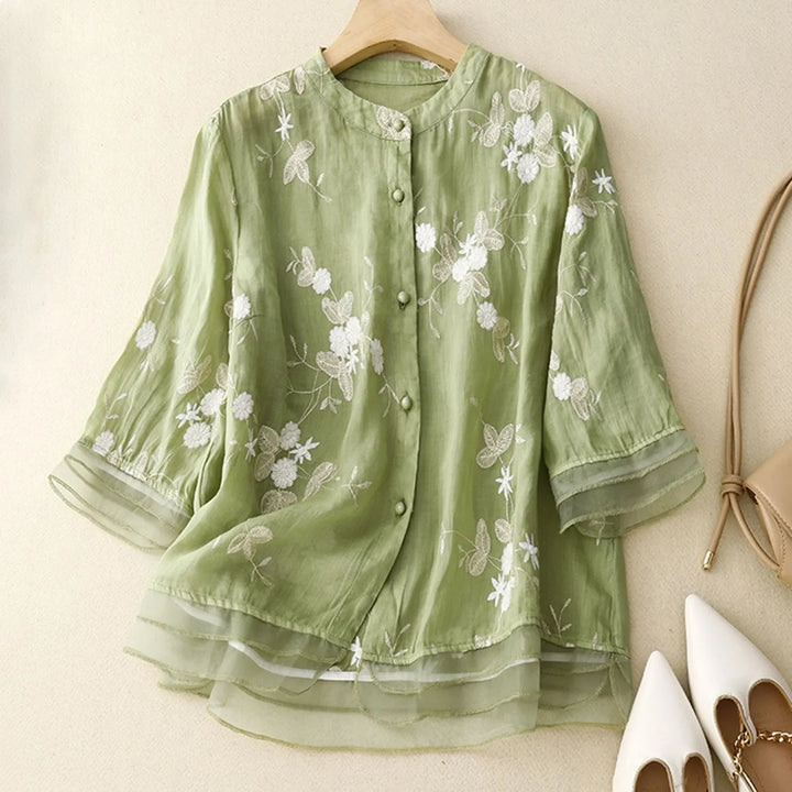 Rosa - Floral Linen Blouse