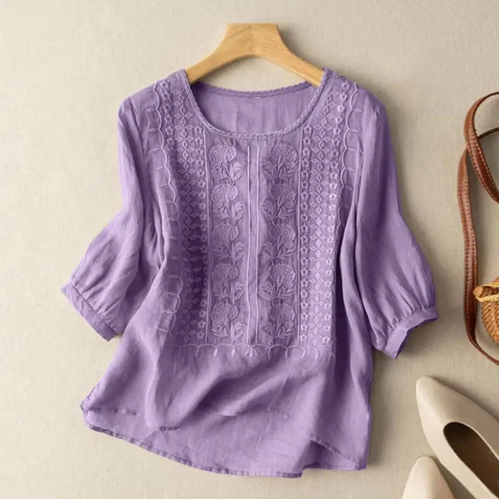 Ivory - Embroidered Cotton-Blend Blouse
