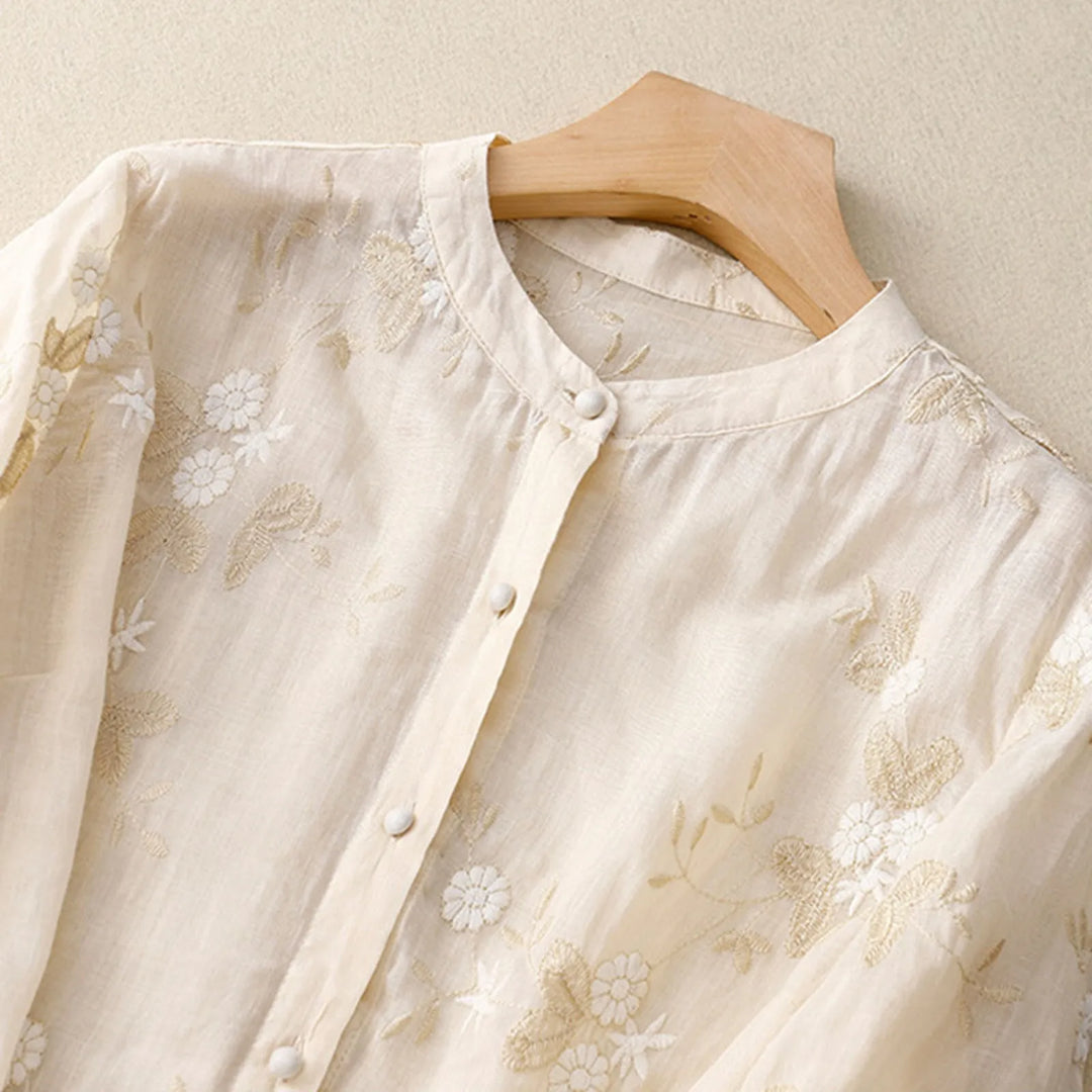 Rosa - Floral Linen Blouse