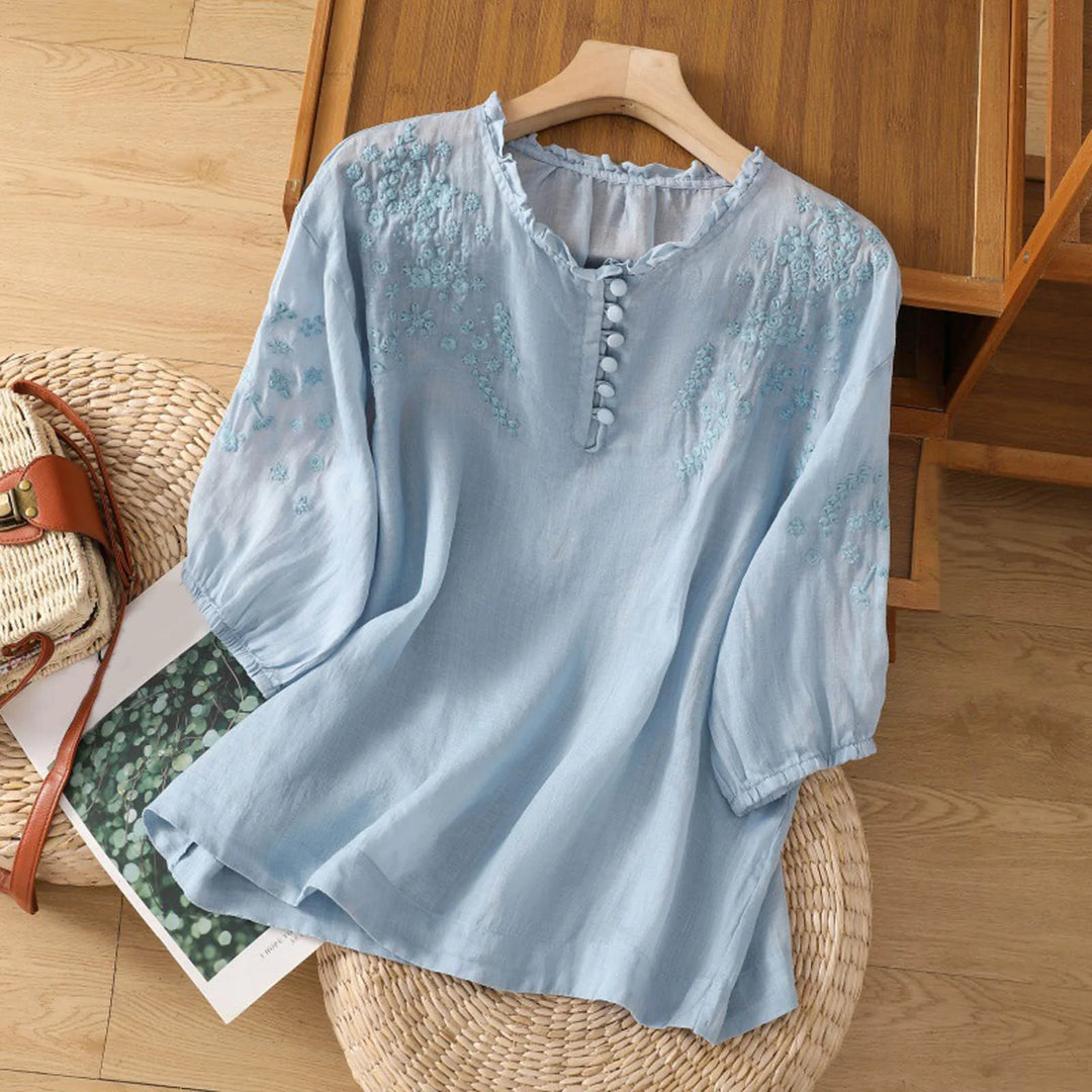 Margaret - Flattering Embroidered Blouse