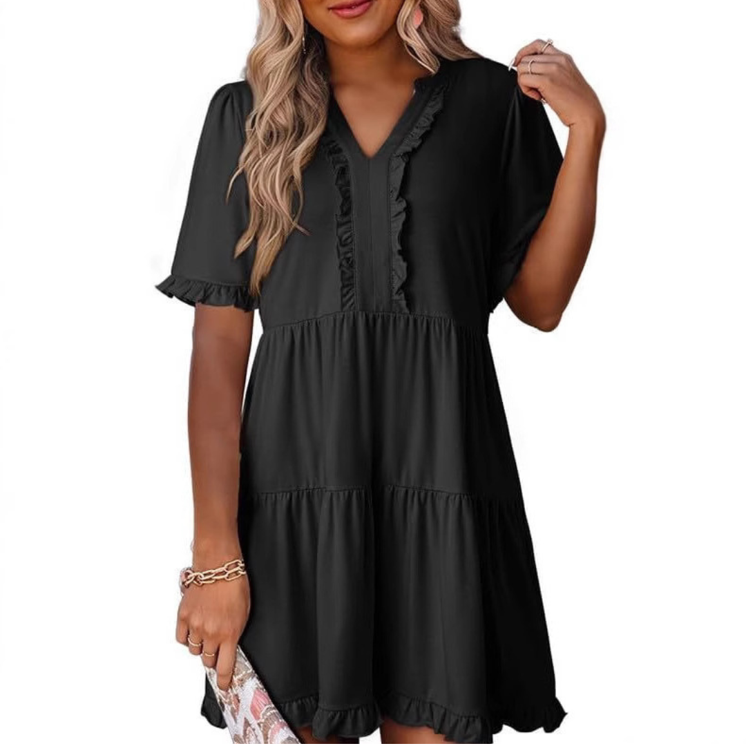 Sally - Flattering V-Neck Dress