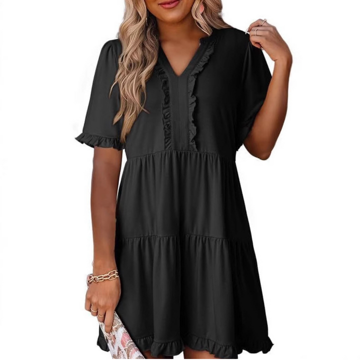 Sally - Flattering V-Neck Dress