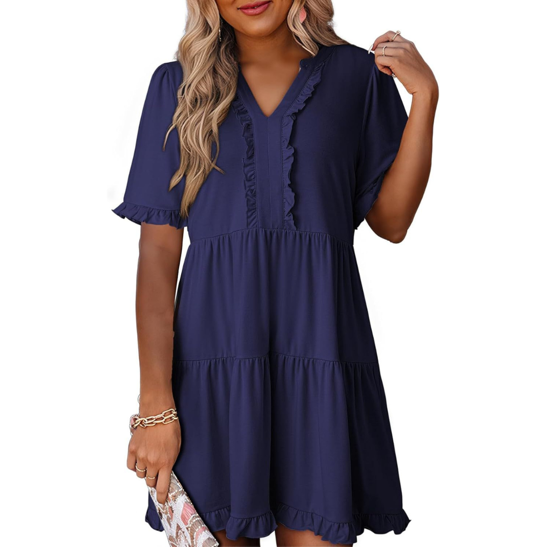 Sally - Flattering V-Neck Dress