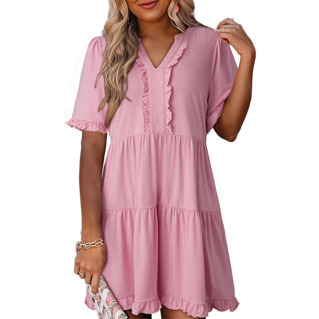 Sally - Flattering V-Neck Dress