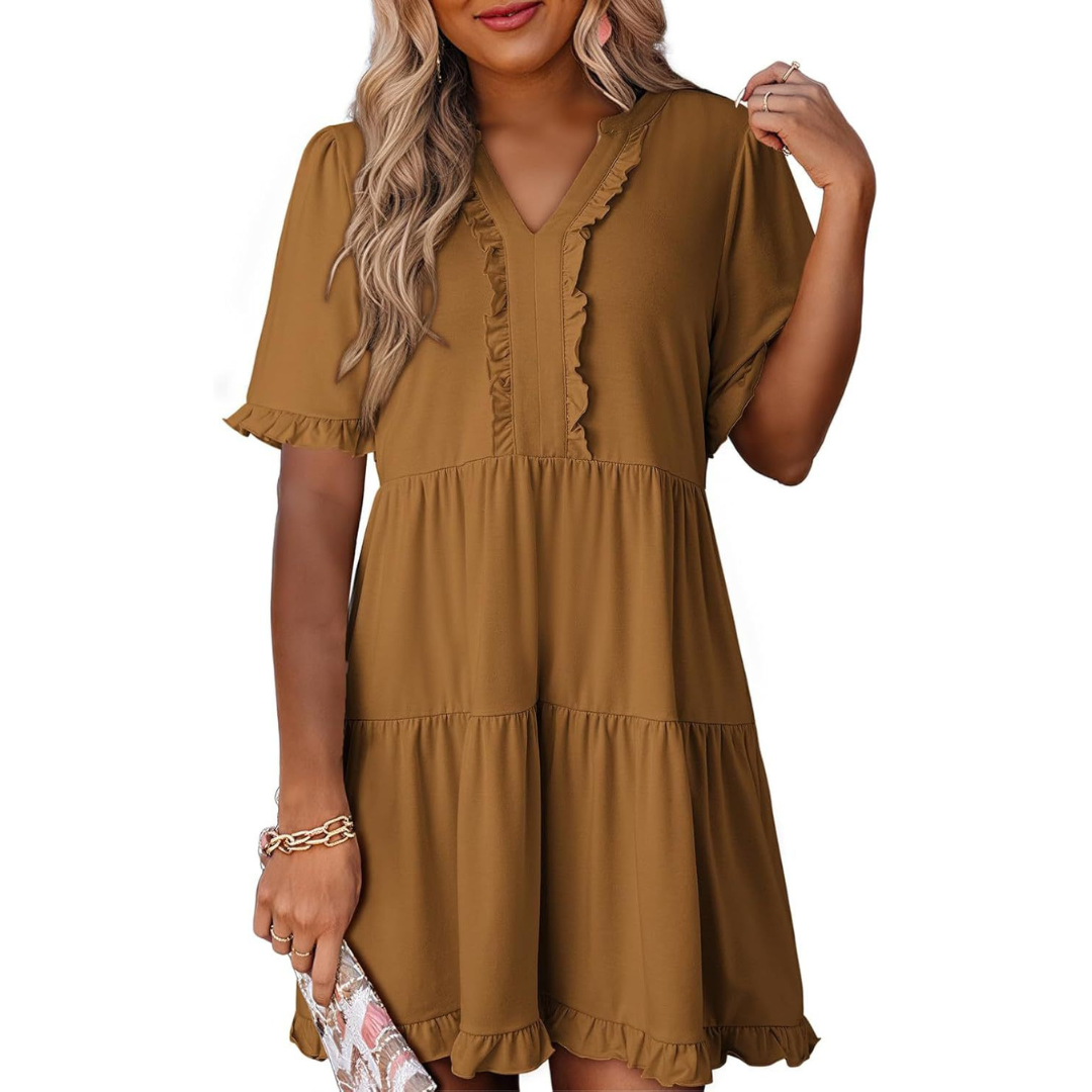 Sally - Flattering V-Neck Dress