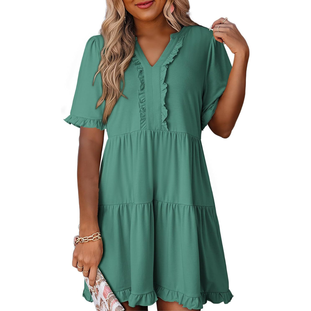 Sally - Flattering V-Neck Dress