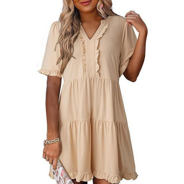 Sally - Flattering V-Neck Dress