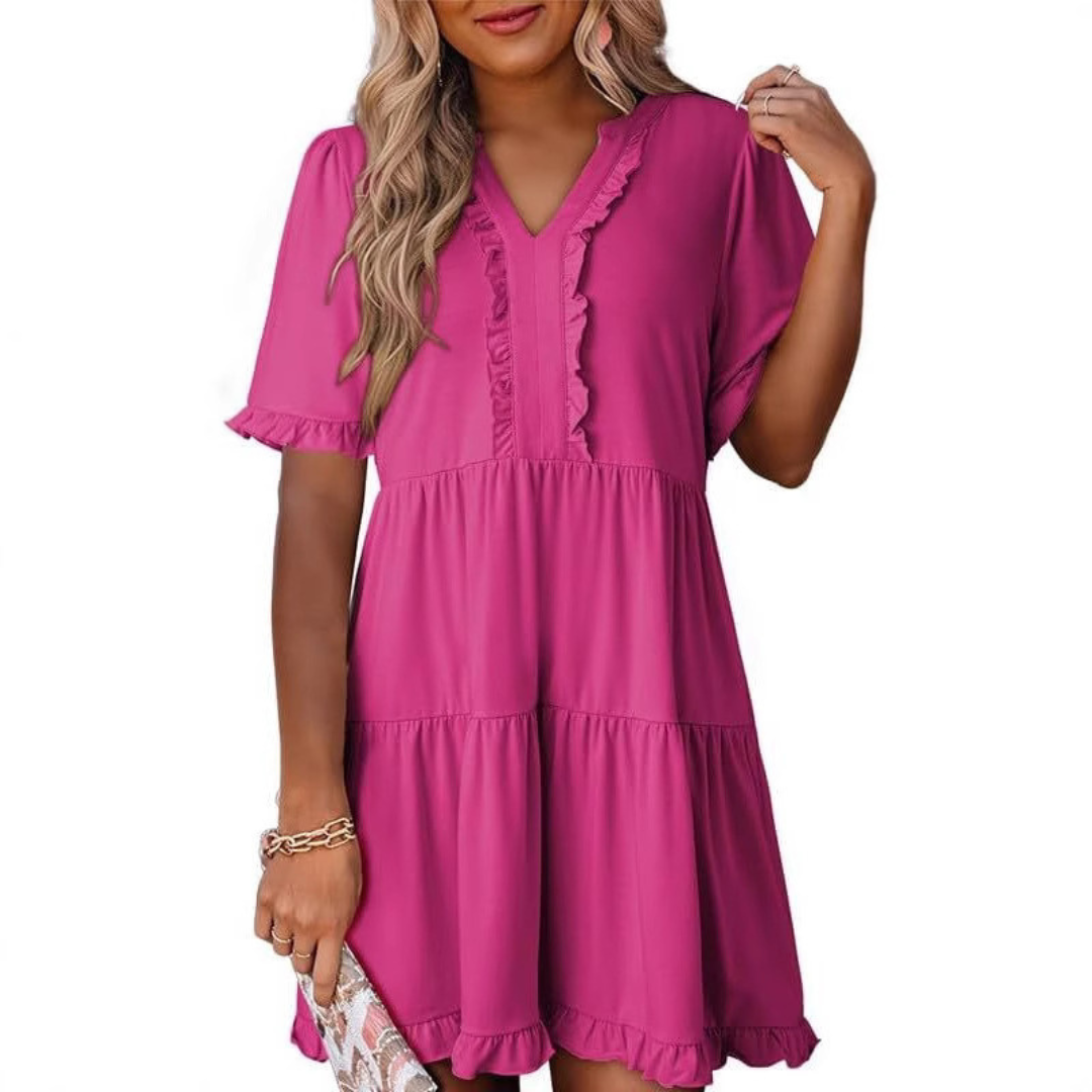 Sally - Flattering V-Neck Dress