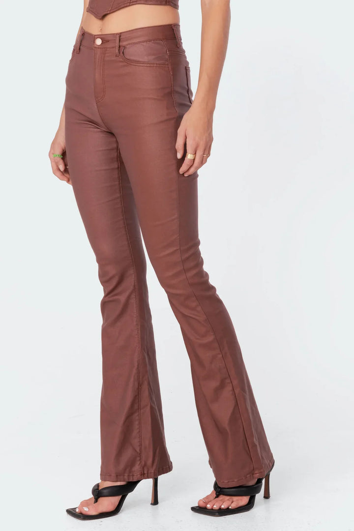 Millie - Leather Flare Jeans