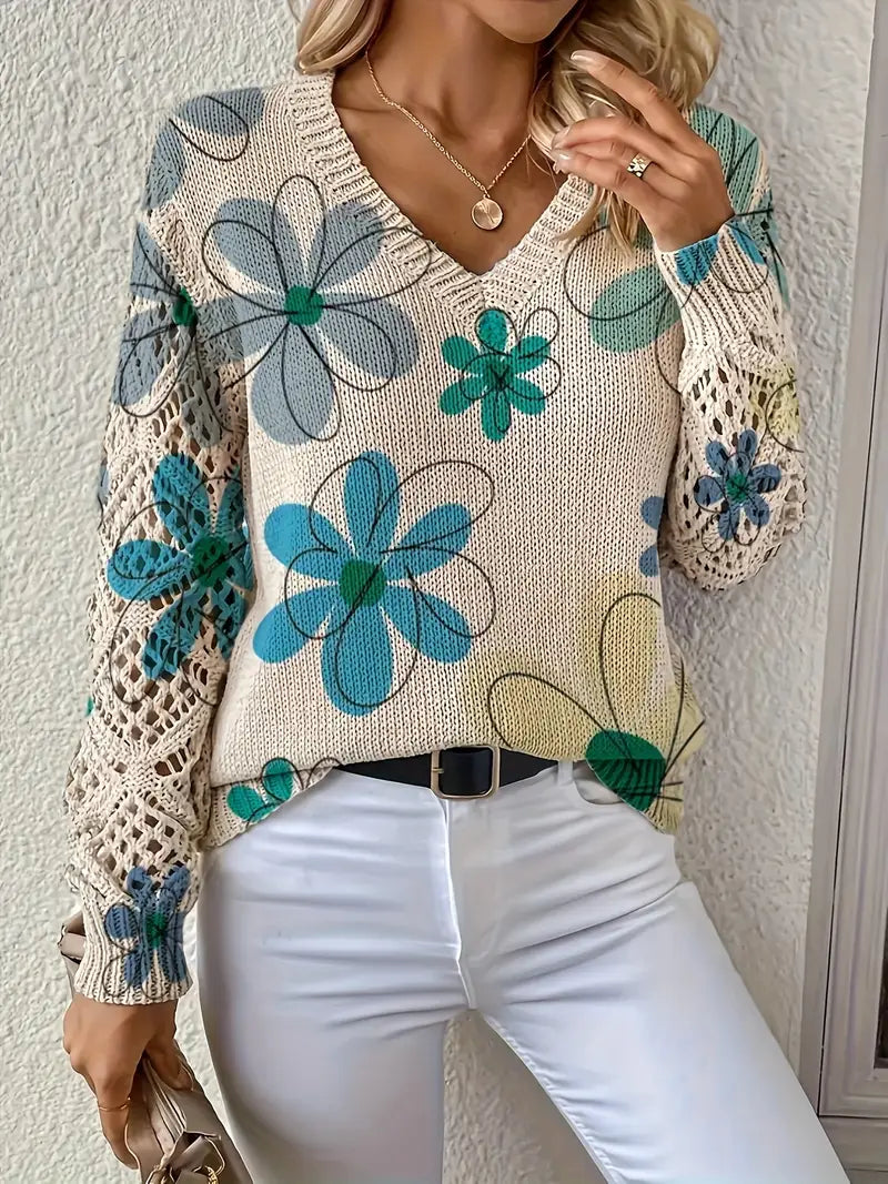 Marleta - Elegant Floral Sweater