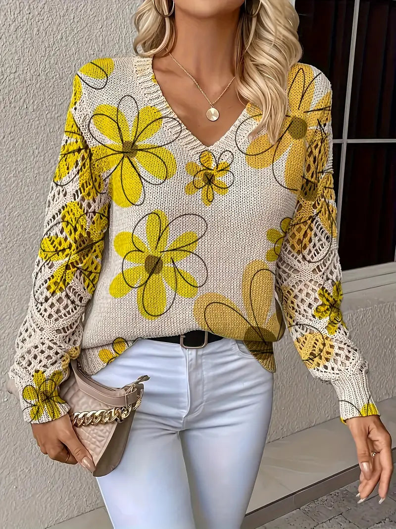 Marleta - Elegant Floral Sweater