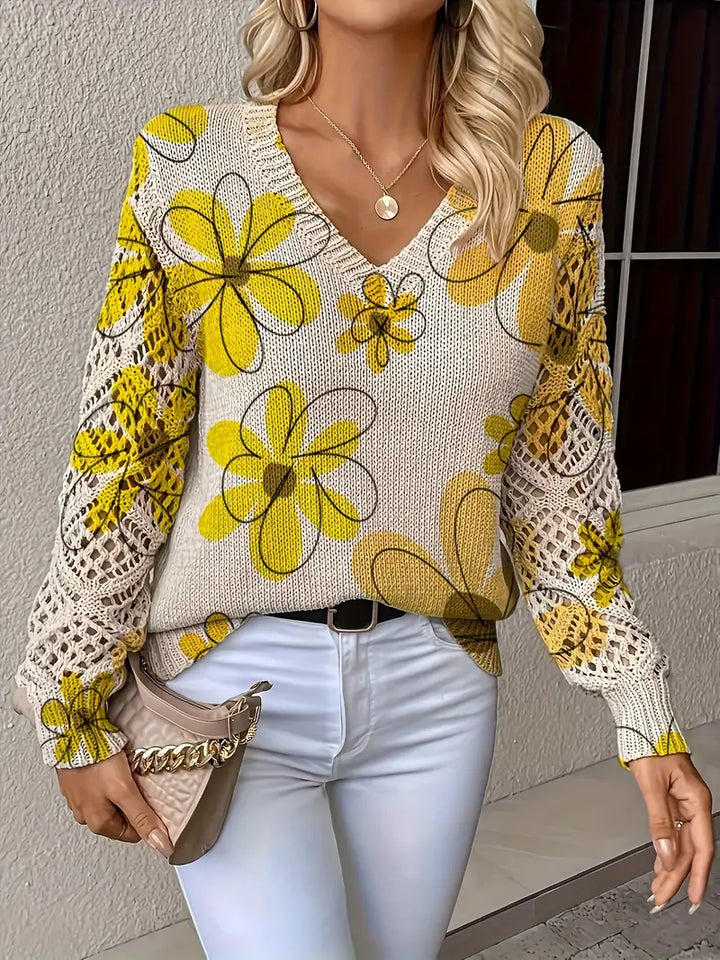 Marleta - Elegant Floral Sweater