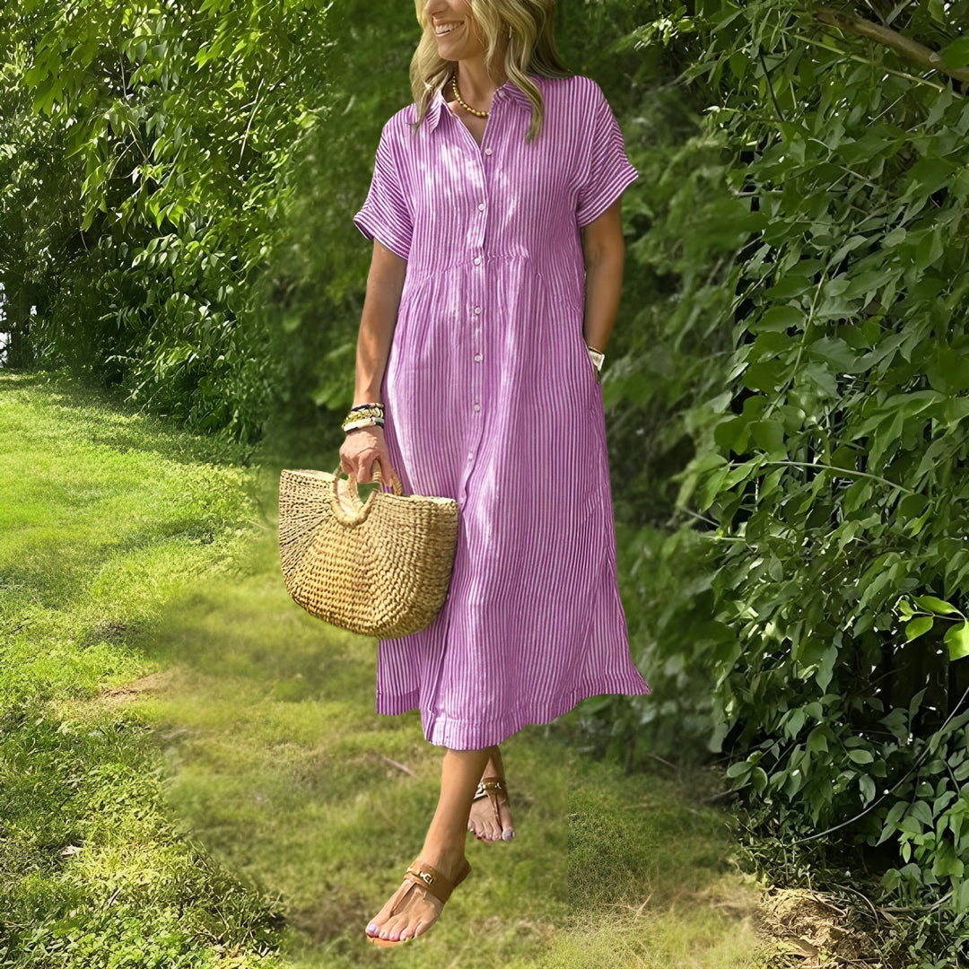 Fiona - Flattering Fitted Shirt-Dress