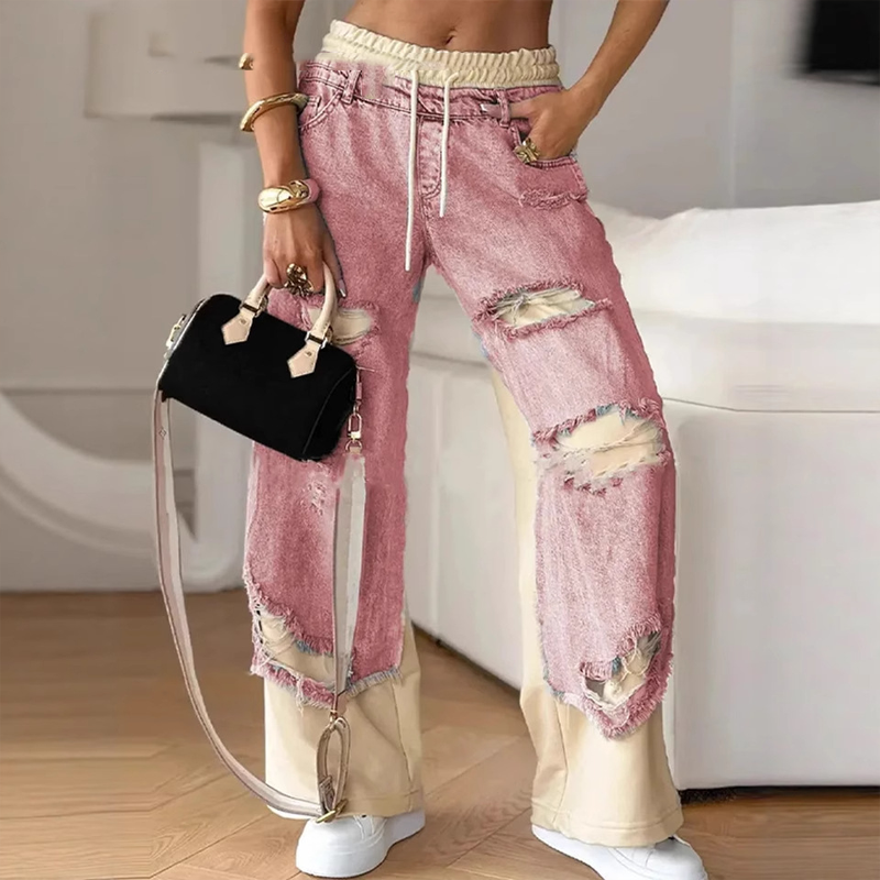 Chira - Denim Patchwork Fusion Pants